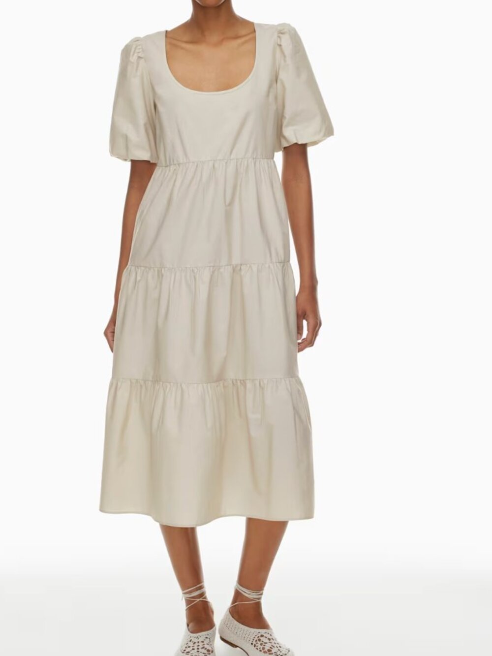 Aritzia Wilfred Cenote Poplin Dress Size Small Beige Cotton Poplin